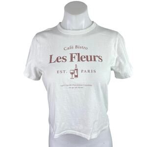 Abercrombie & Fitch Les Fleurs White Short Sleeve Crop Tee T Shirt Top Size S
